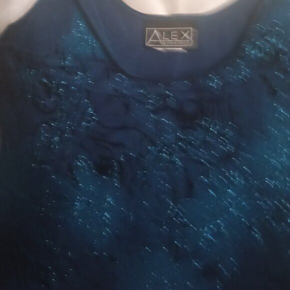 Alex Evenings women's formal tank top sizeM blue sequence sexy prom wear boho - Picture 3 of 7